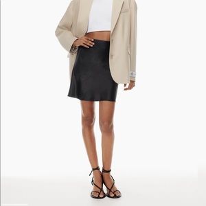 NWPT Aritzia BABATON Black Satin Bias Cut Slip Mini Skirt, Size 6
